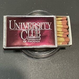 University Club Of Phoenix Vintage Match Box Maroon Tip